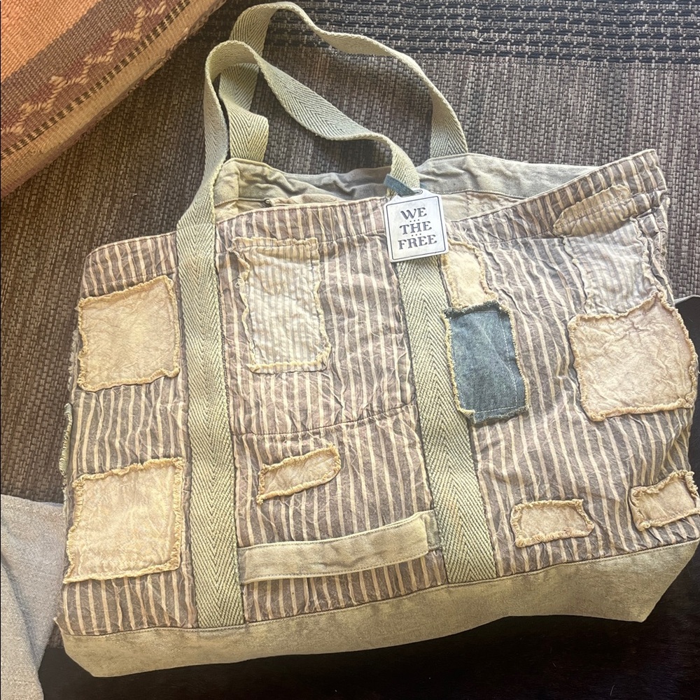 We The Free Striped Patchwork Tote